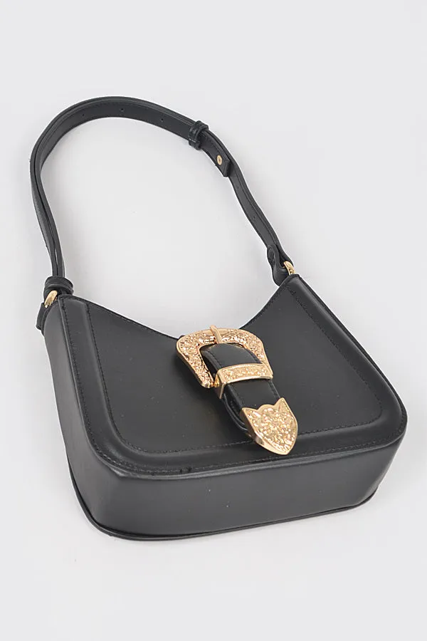 0785 Black Gold Buckle Shoulder Bag - Pack of 3