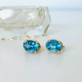 14k Swiss Blue Topaz Studs