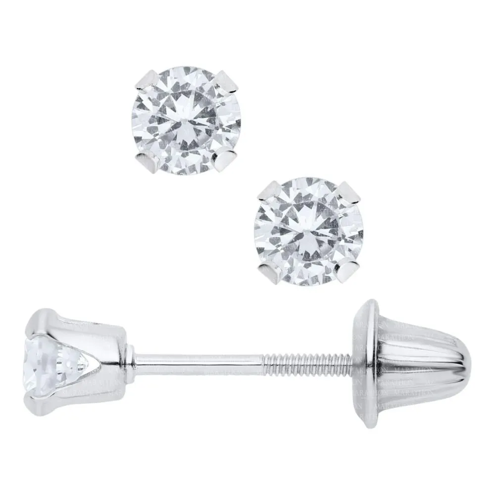 14K White Gold CZ stud Earrings