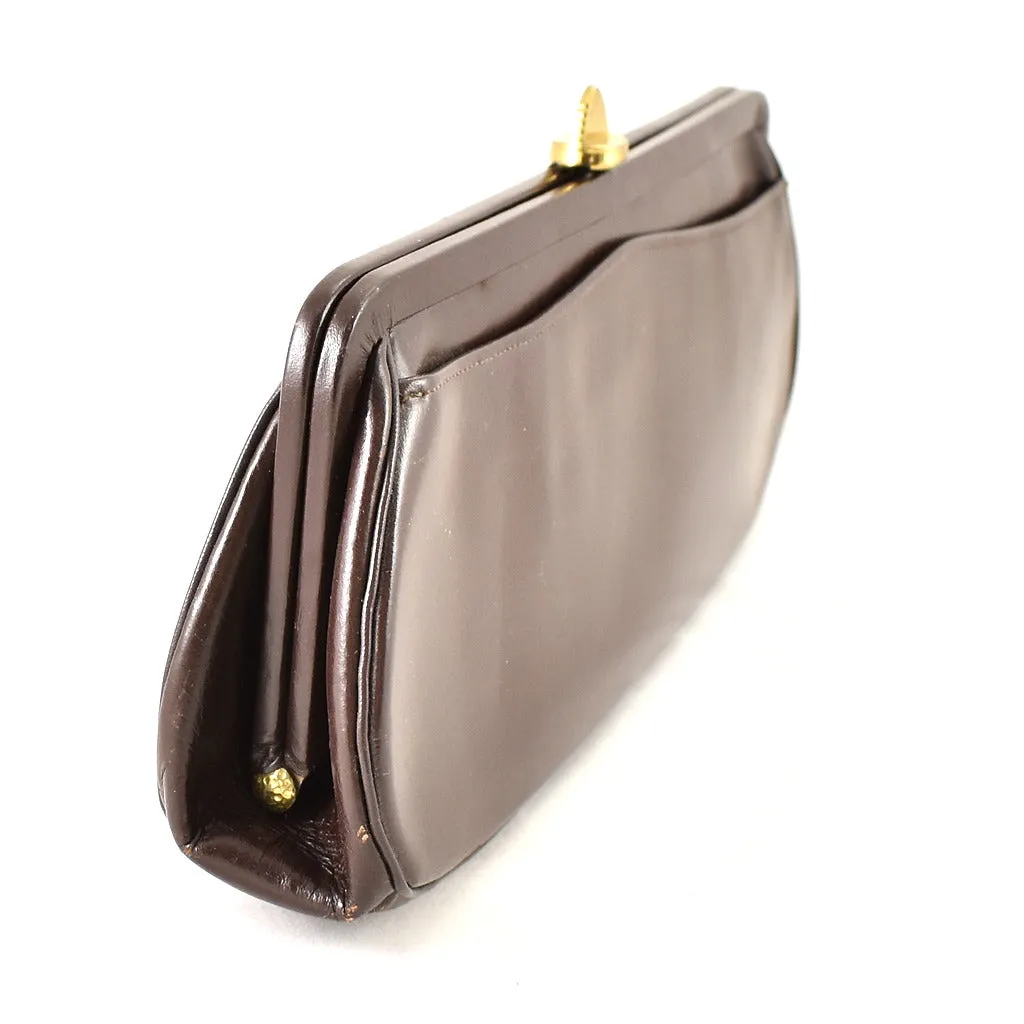 1950s Dark Brown Vintage Clutch Bag