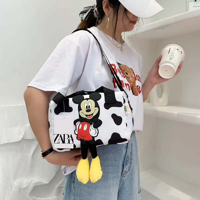 2021 New Disney Shoulder Bags Cartoons Mickey Mouse Nylon Bag Women Messenger Bag Cute Anime Fashion Handbag Gifts for Girls