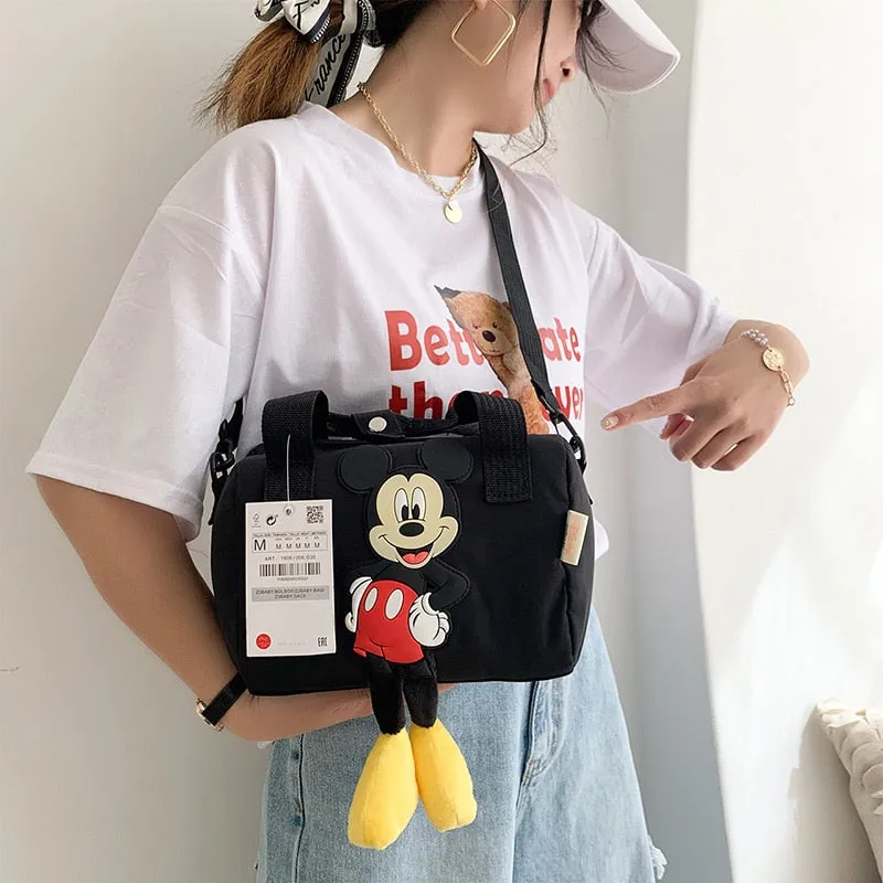 2021 New Disney Shoulder Bags Cartoons Mickey Mouse Nylon Bag Women Messenger Bag Cute Anime Fashion Handbag Gifts for Girls