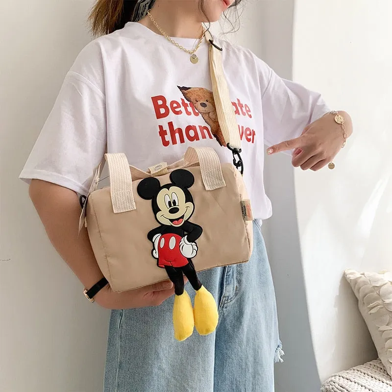 2021 New Disney Shoulder Bags Cartoons Mickey Mouse Nylon Bag Women Messenger Bag Cute Anime Fashion Handbag Gifts for Girls