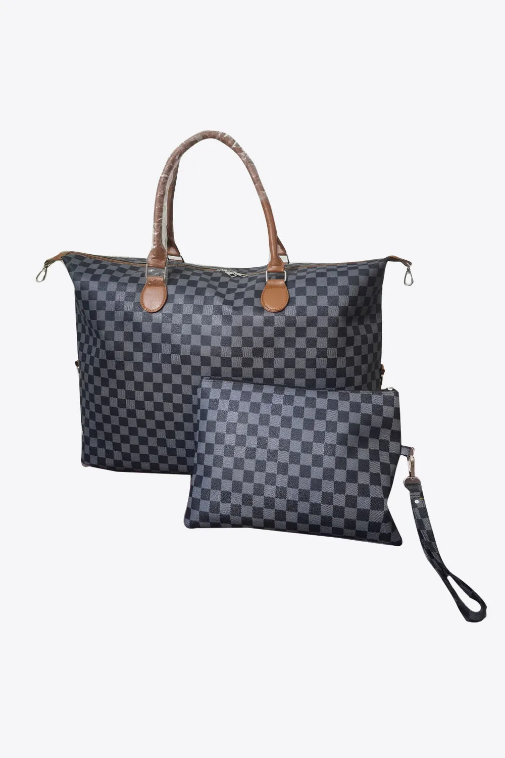 3 Checkered Bag w/ Matching Pouch