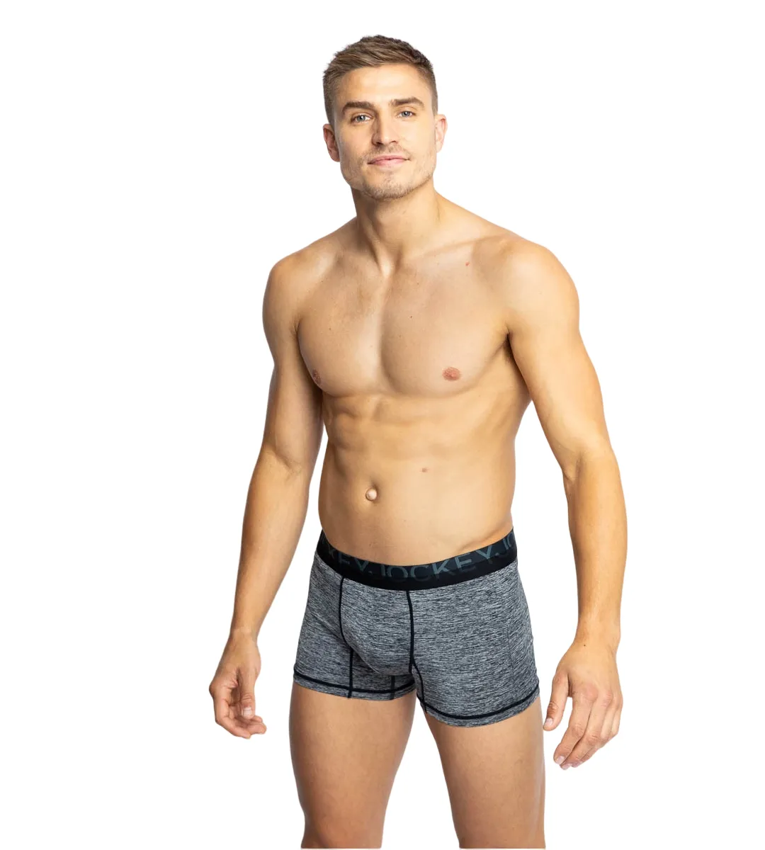 6 x Jockey Mens Microfibre Comfy Trunk Black Marle Underwear