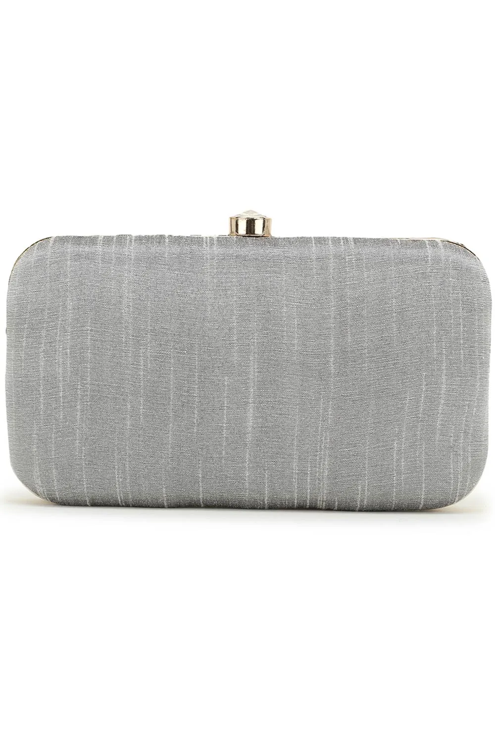 Adorn Silver & Multi Embellished Faux Silk Clutch