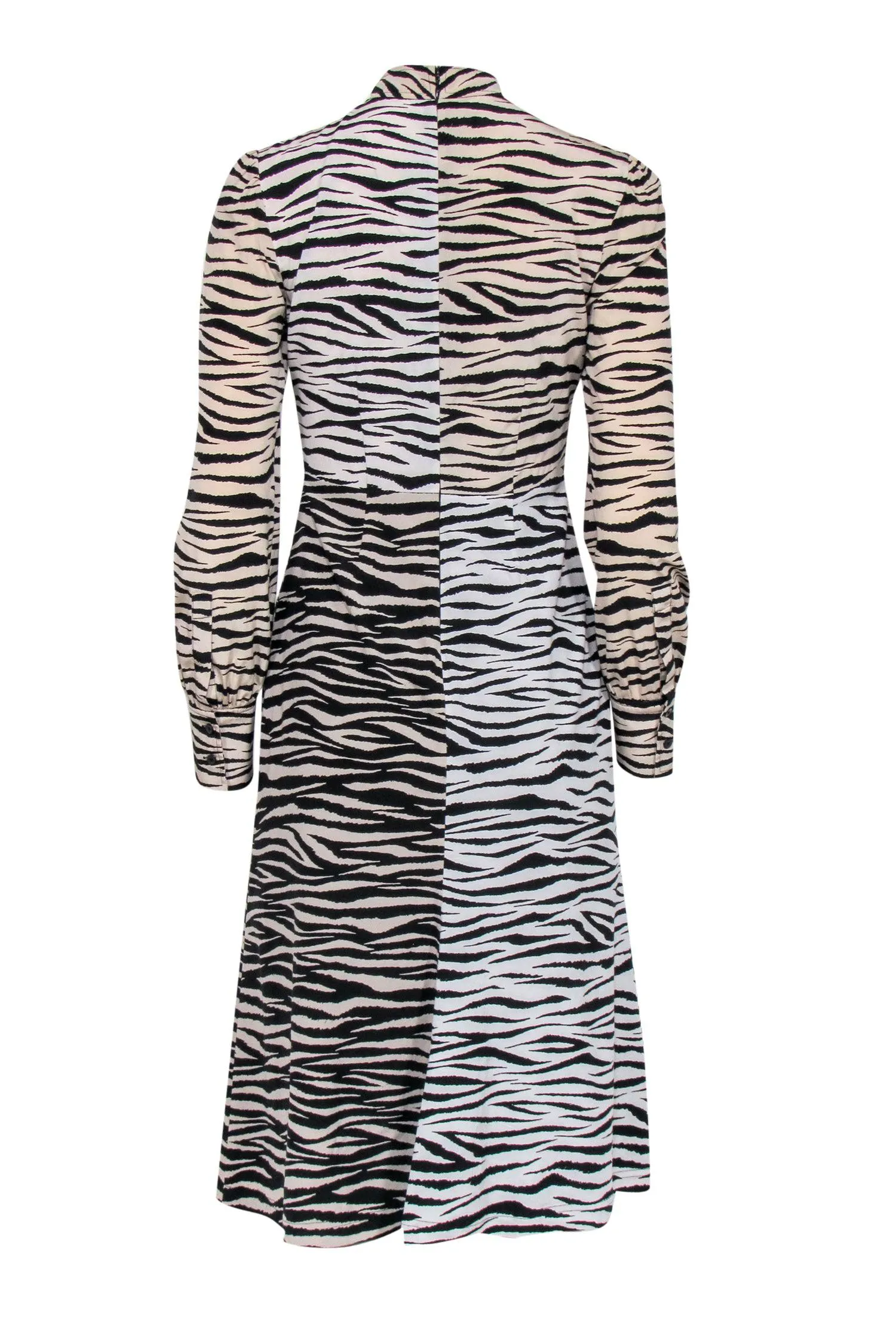 A.L.C. - Zebra Print Mock Neck Long Sleeve Silk Dress Sz 2