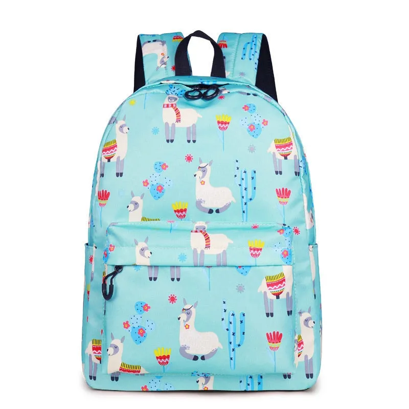 Animal  3D Print Cute Alpaca Flower School Backpack