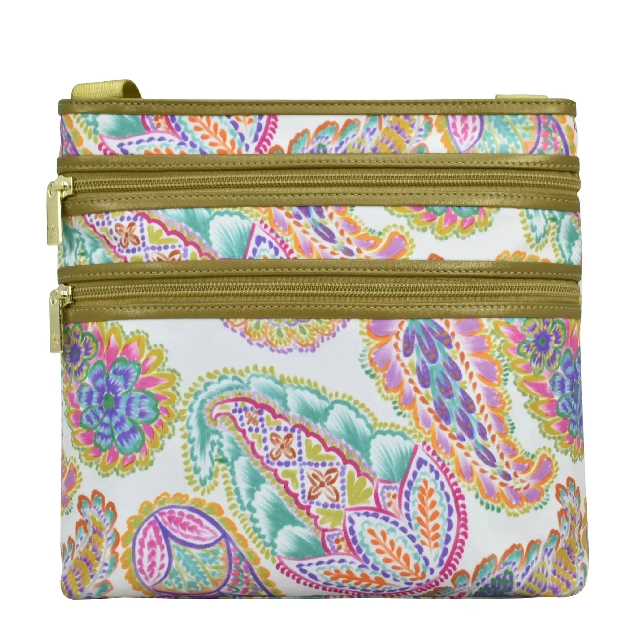 Anuschka Fabric/Leather Trim Crossbody Bag 12017 - Boho Paisley