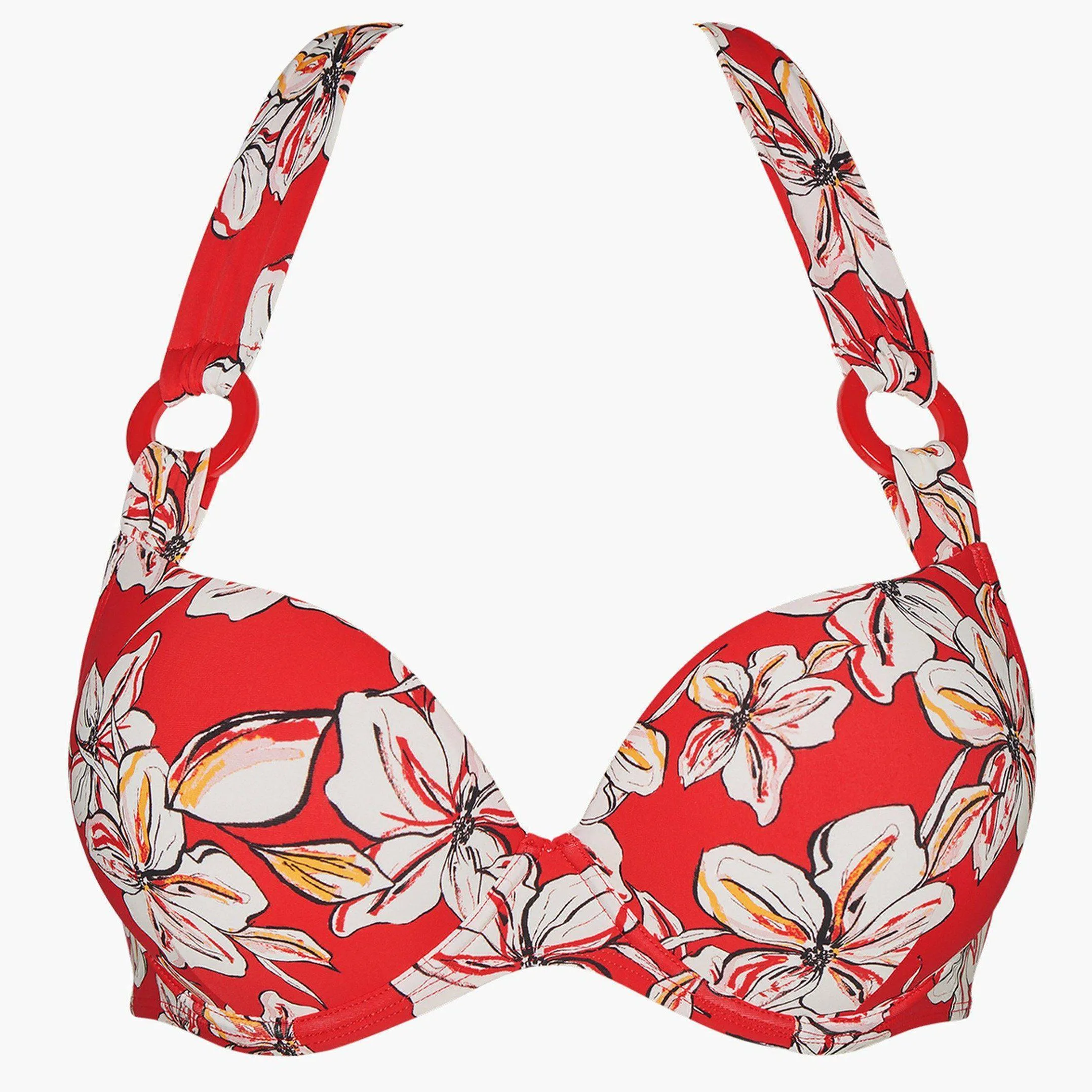 Aubade Parfums D'Ete' Moulded Push-Up Bikini Top In Red TU08