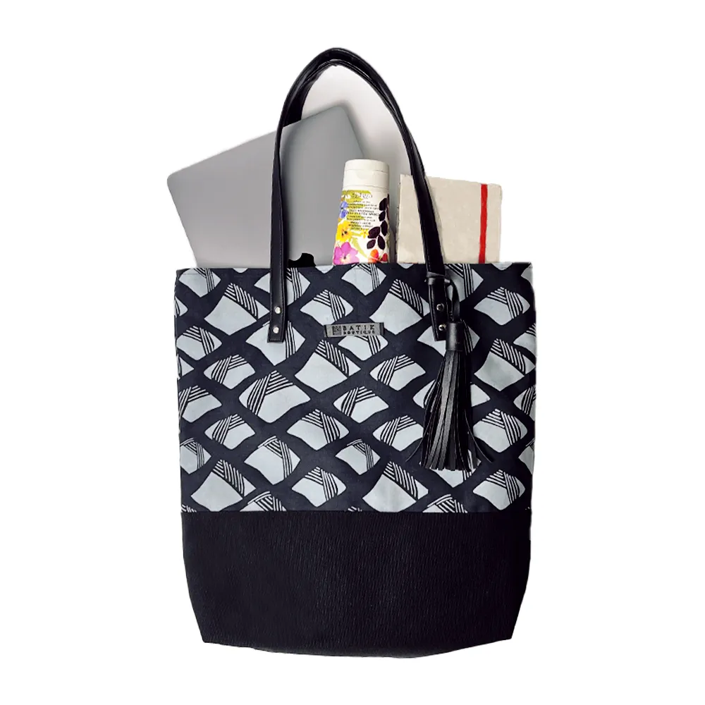 Batik Tote Bag (Canvas base) - Black Nasi Lemak