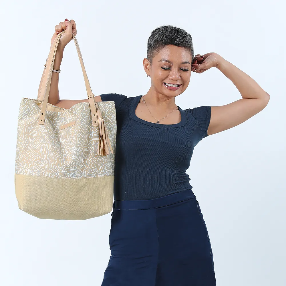 Batik Tote Bag (Canvas base) - Tan Driftwood