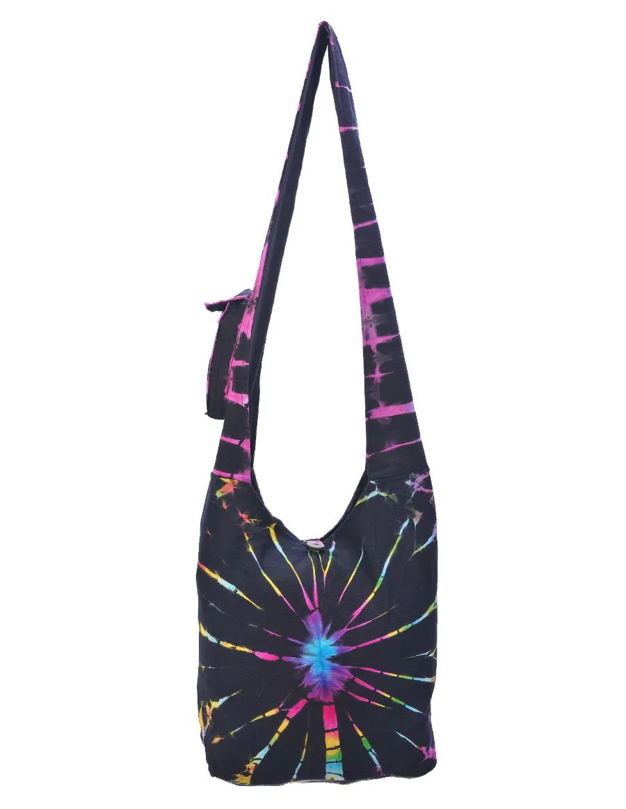 Black Rainbow Tie Dye Hobo Bag