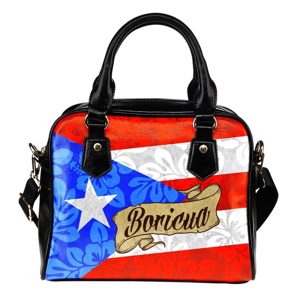 Boricua Flower Shoulder Handbag