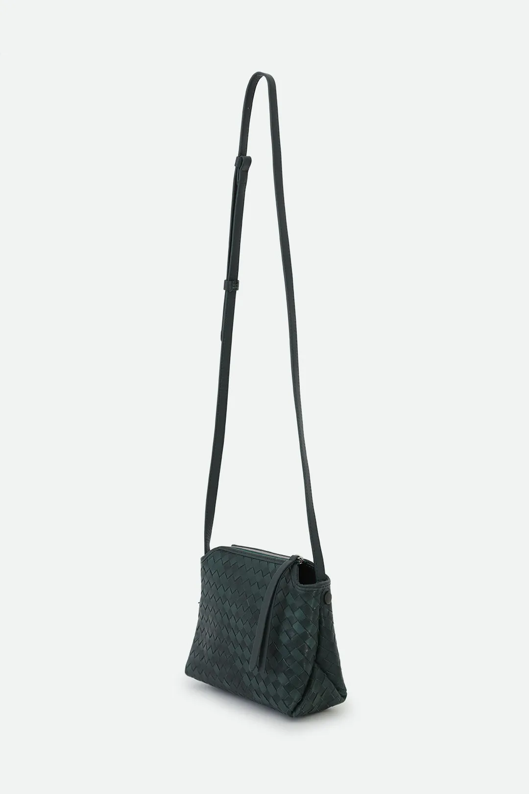 BRIDGET ITALIAN WOVEN CROSSBODY BAG IN GREEN