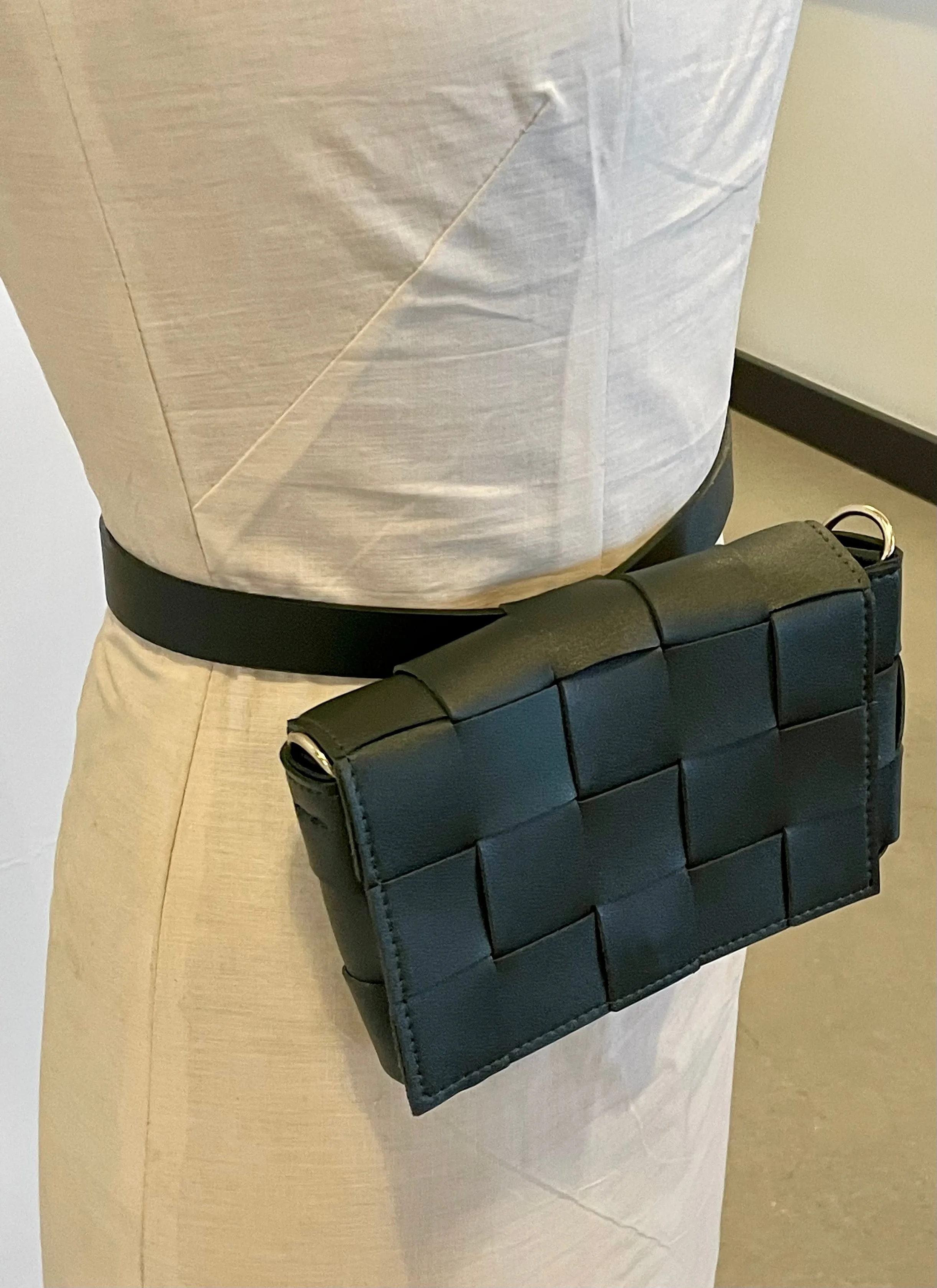 Cassette cross body or belt bag- vegan woven leather