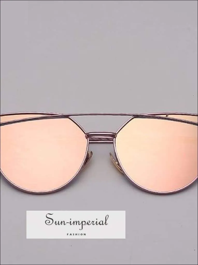 Cat Eye Sunglasses Women Vintage Metal Reflective Glasses for Women Mirror Vintage Sunniness