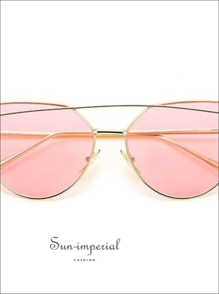 Cat Eye Sunglasses Women Vintage Metal Reflective Glasses for Women Mirror Vintage Sunniness