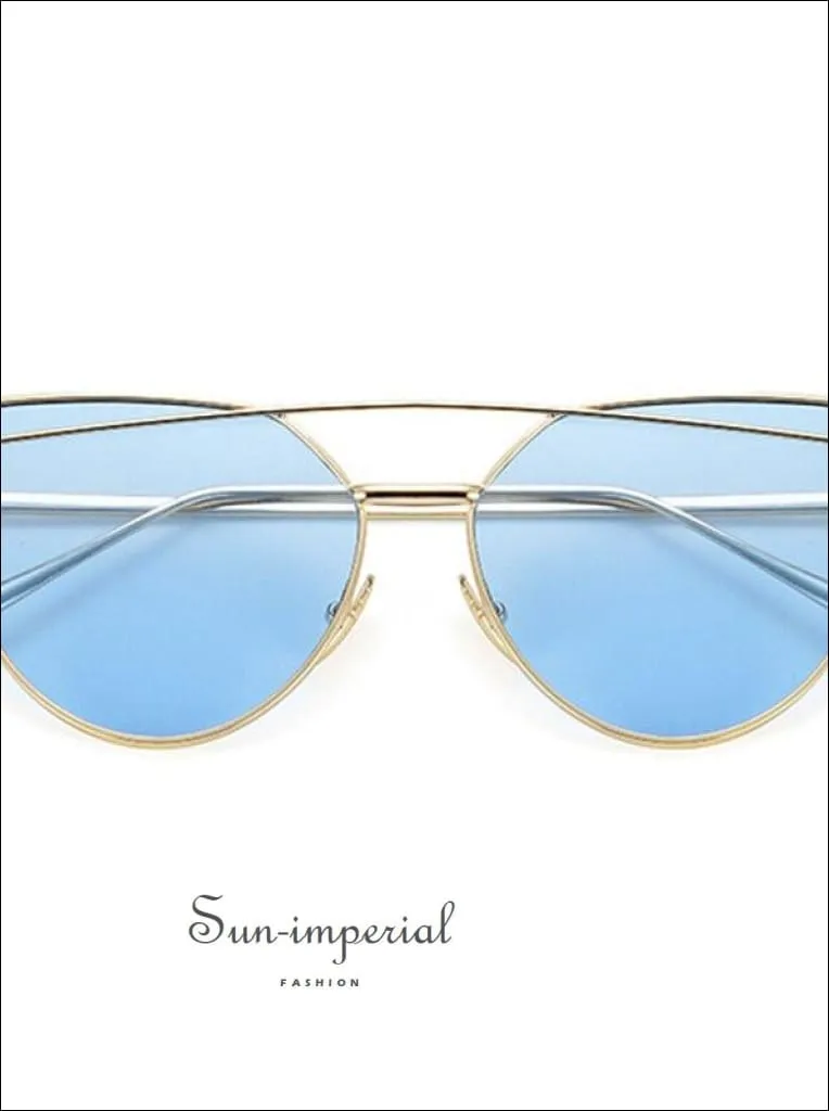 Cat Eye Sunglasses Women Vintage Metal Reflective Glasses for Women Mirror Vintage Sunniness