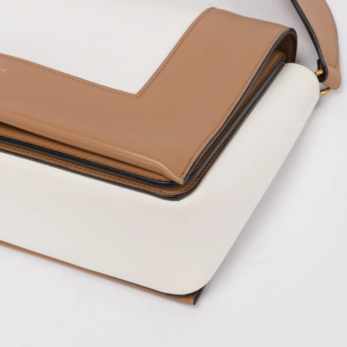 Celine Camel Brown & White Calfskin Medium Frame Bag