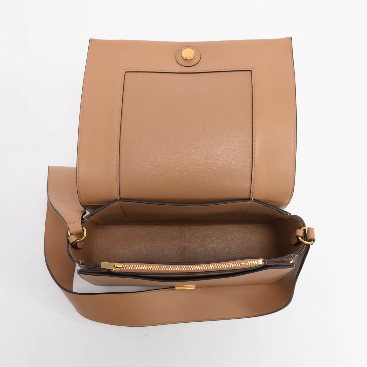 Celine Camel Brown & White Calfskin Medium Frame Bag