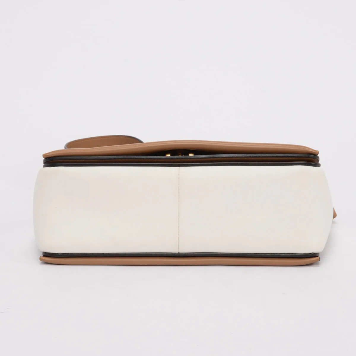 Celine Camel Brown & White Calfskin Medium Frame Bag