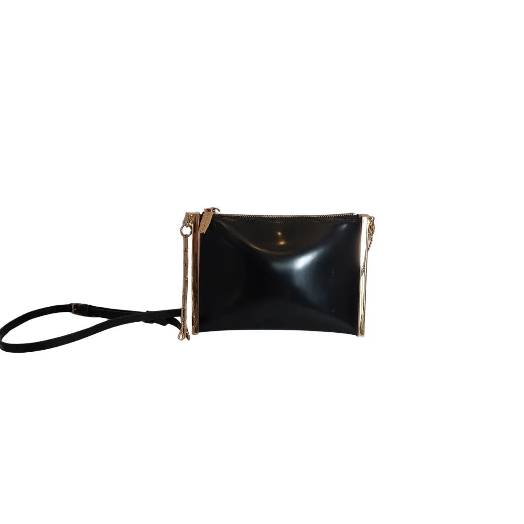 Charles & Keith Black & Gold Chain Crossbody Bag | Pre Loved |