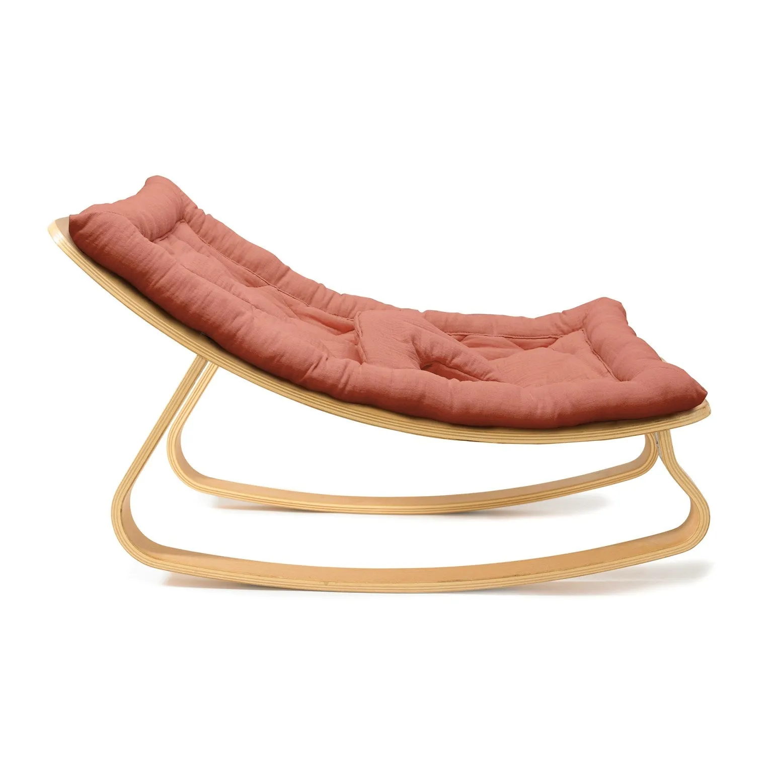 Charlie Crane Levo Baby Rocker in Beech with Bois de Rose Cushion