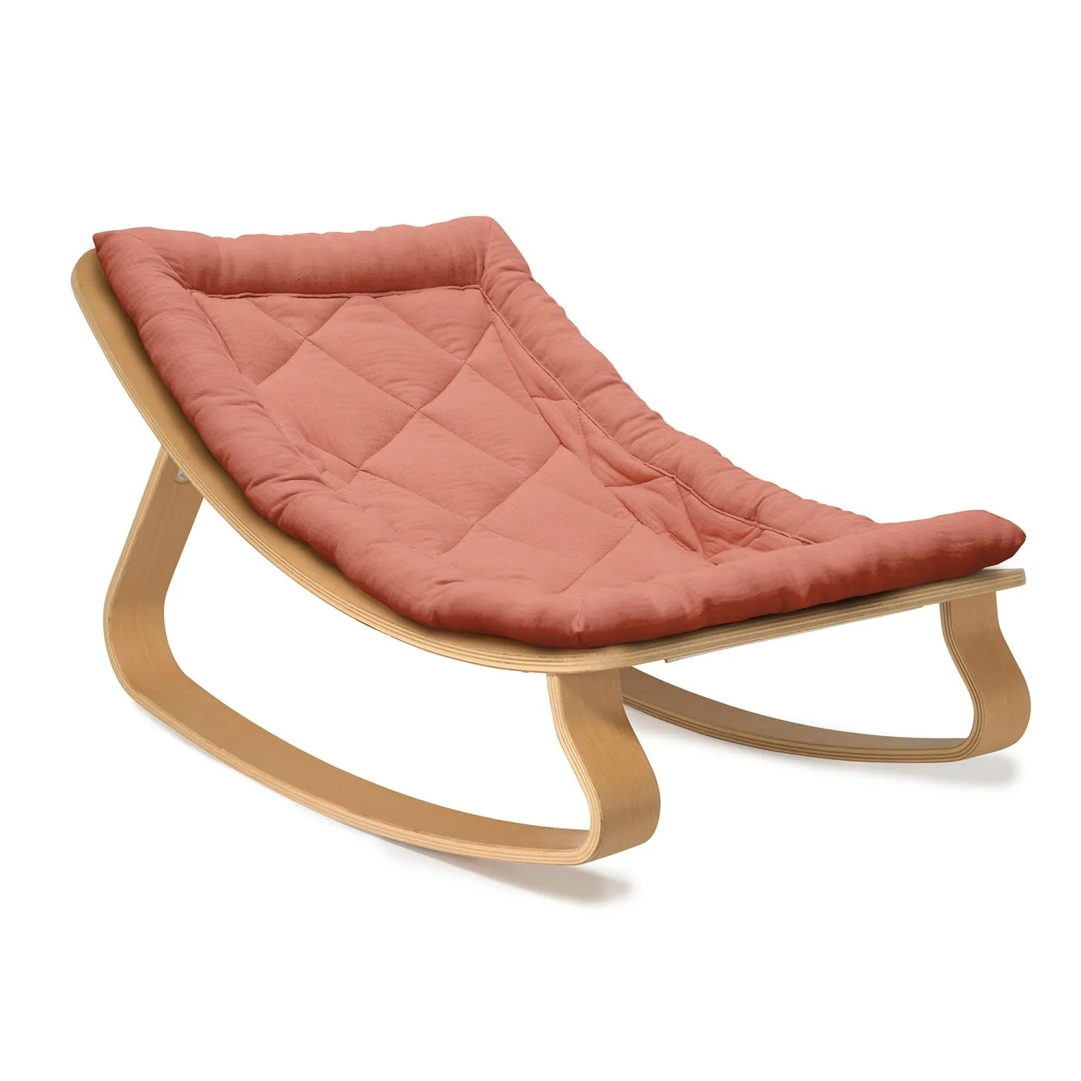 Charlie Crane Levo Baby Rocker in Beech with Bois de Rose Cushion