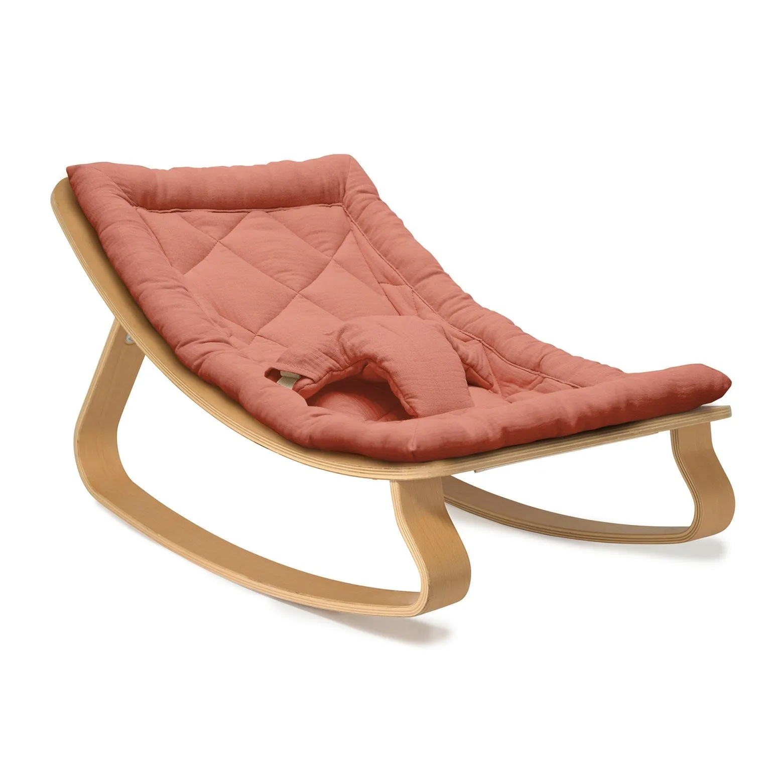 Charlie Crane Levo Baby Rocker in Beech with Bois de Rose Cushion