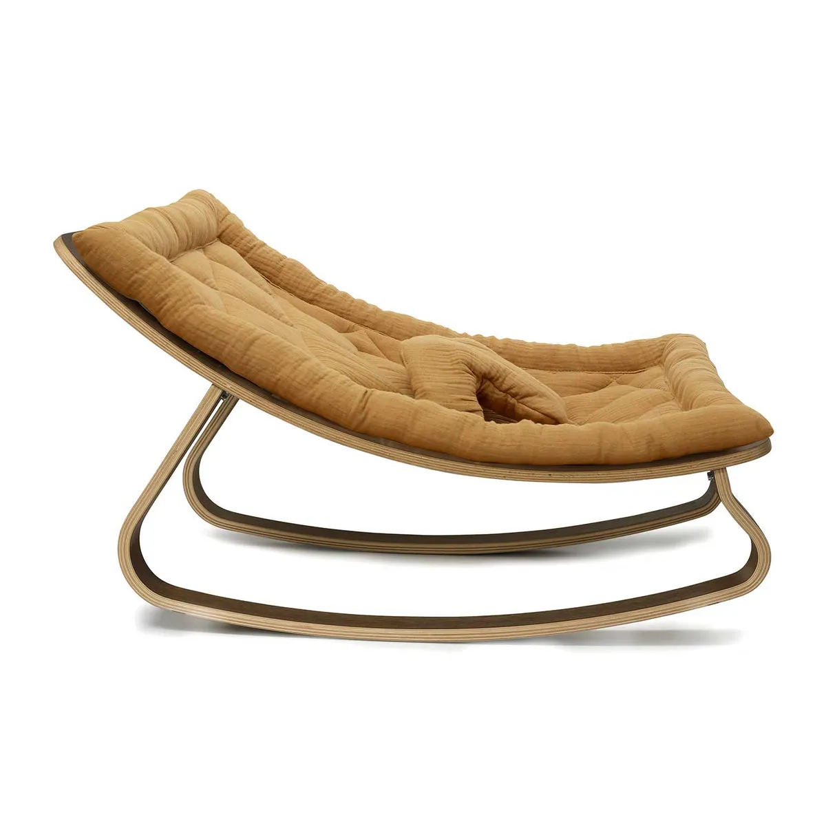 Charlie Crane Levo Baby Rocker in Walnut with Camel Cushion