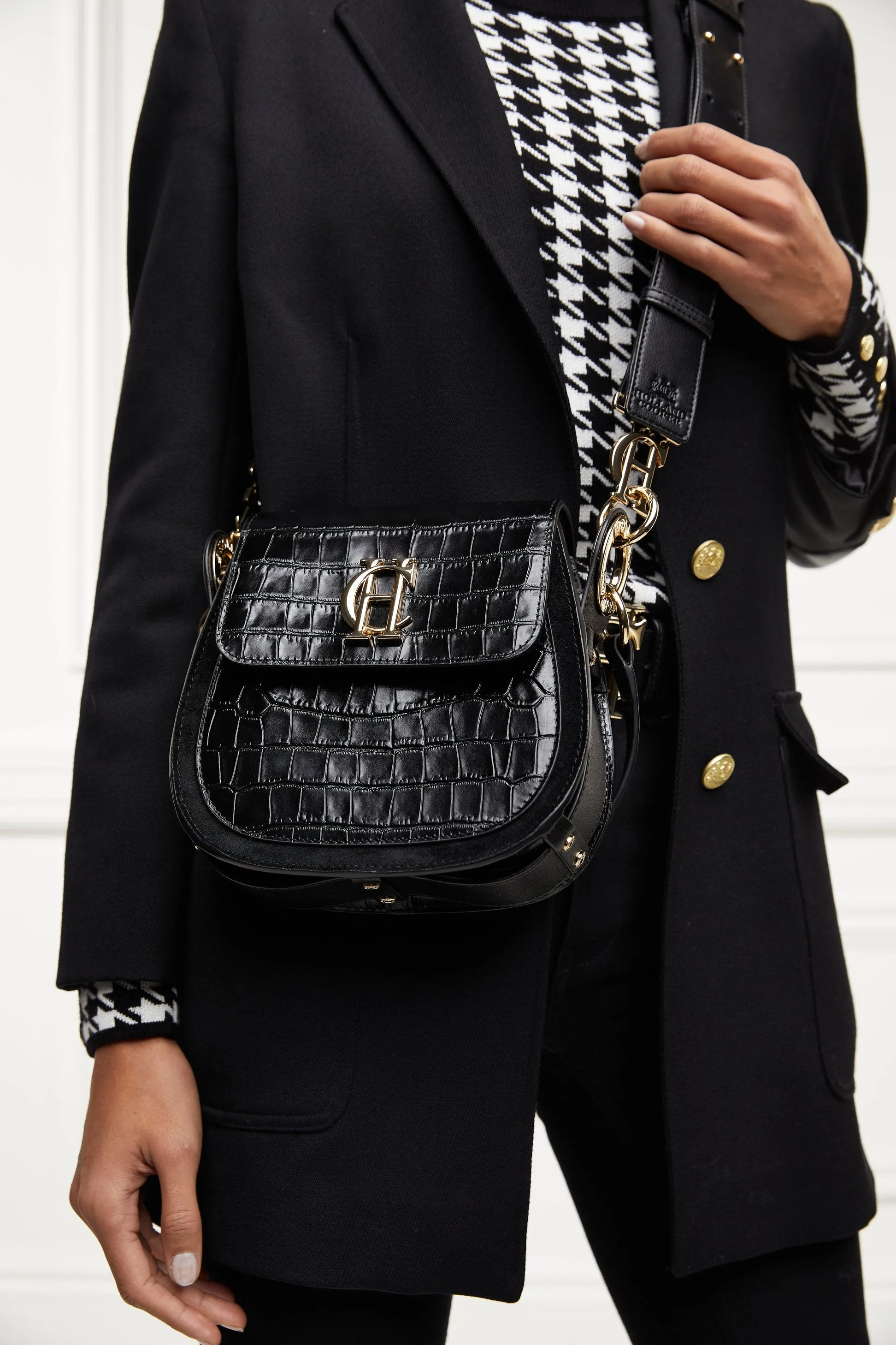 Chelsea Saddle Bag - Black Croc