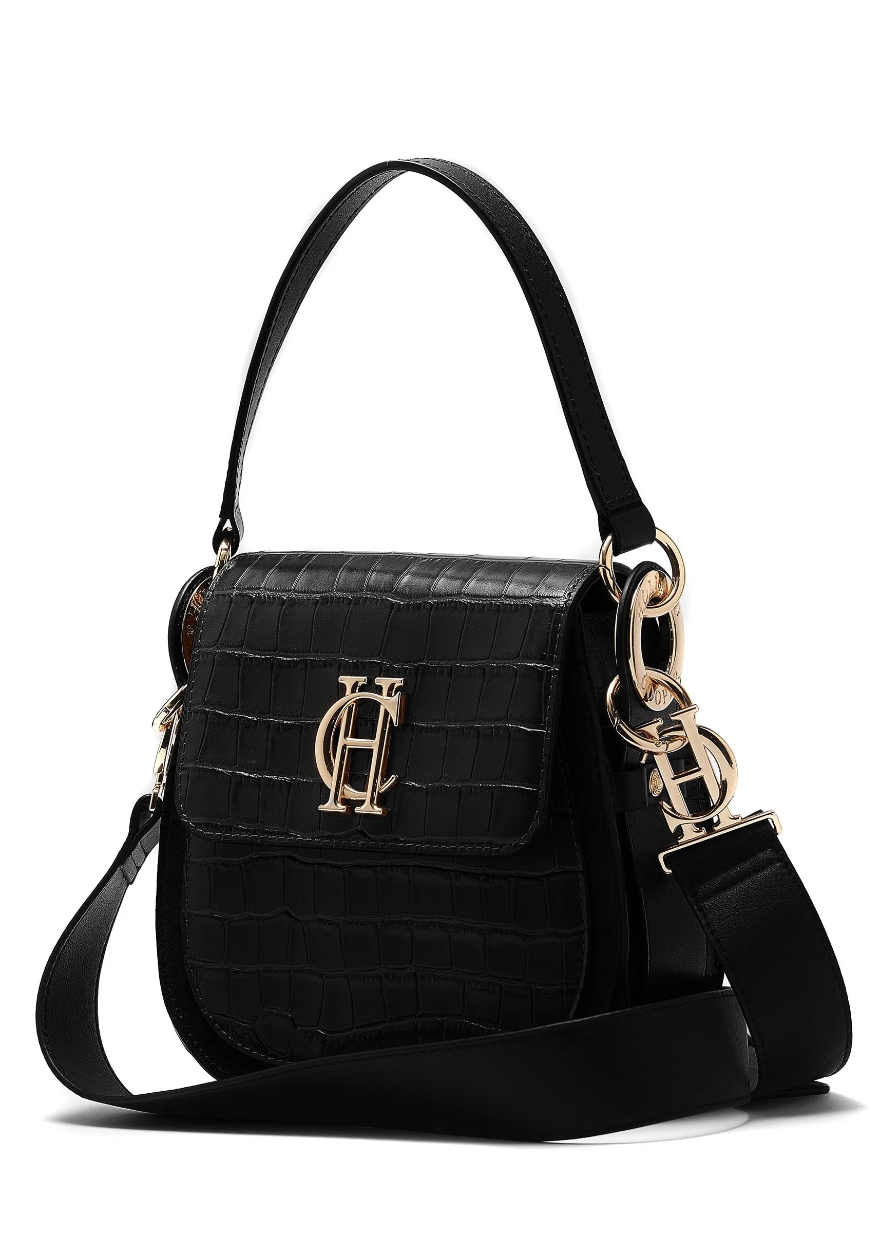 Chelsea Saddle Bag - Black Croc