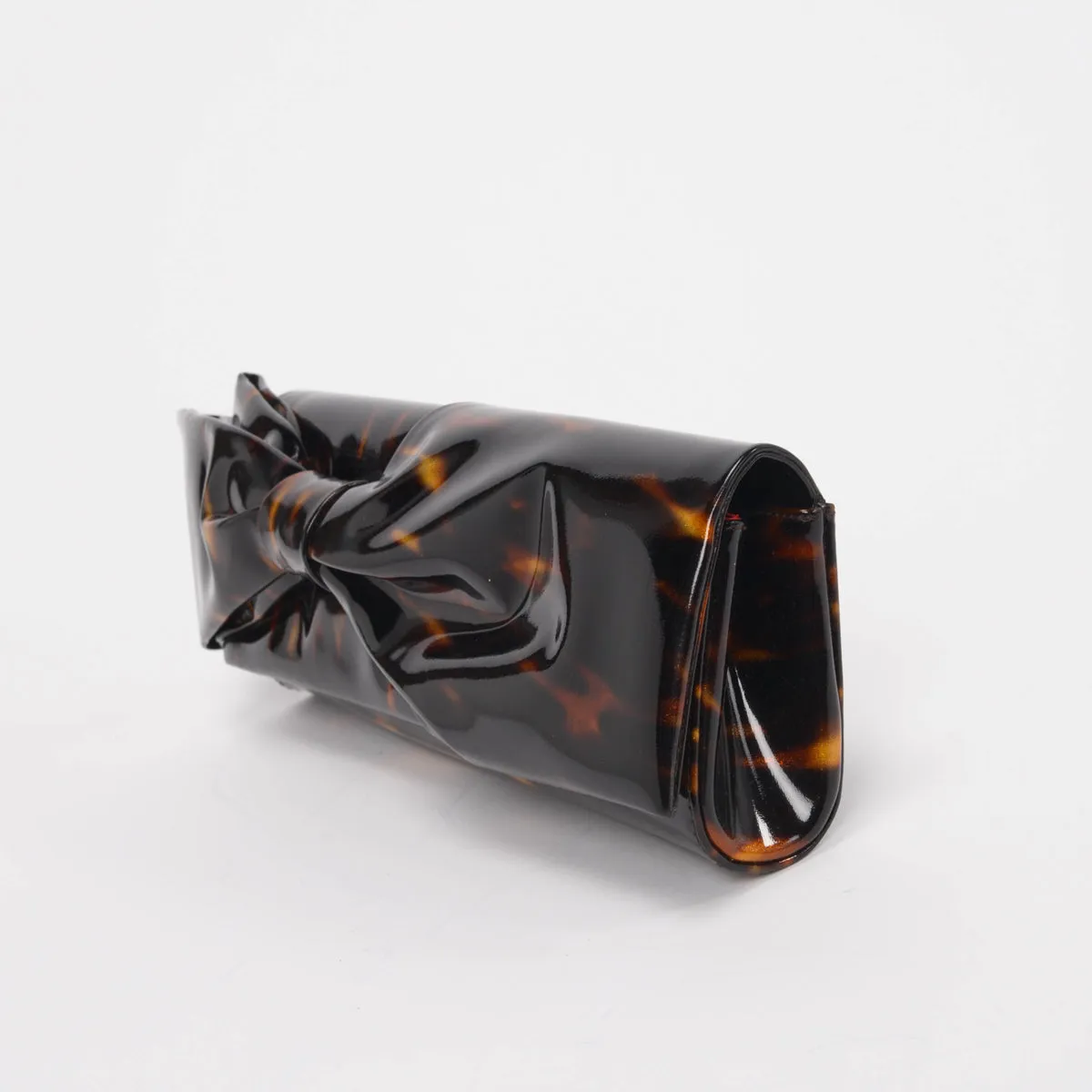 Christian Louboutin Tortoiseshell Patent Aurora Bow Clutch