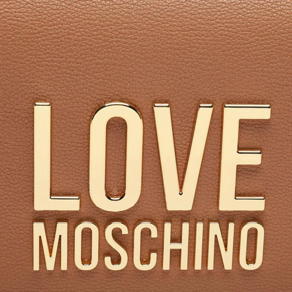 Clutch Donna con Tracolla LOVE MOSCHINO linea Gold Metal Logo color Cammello