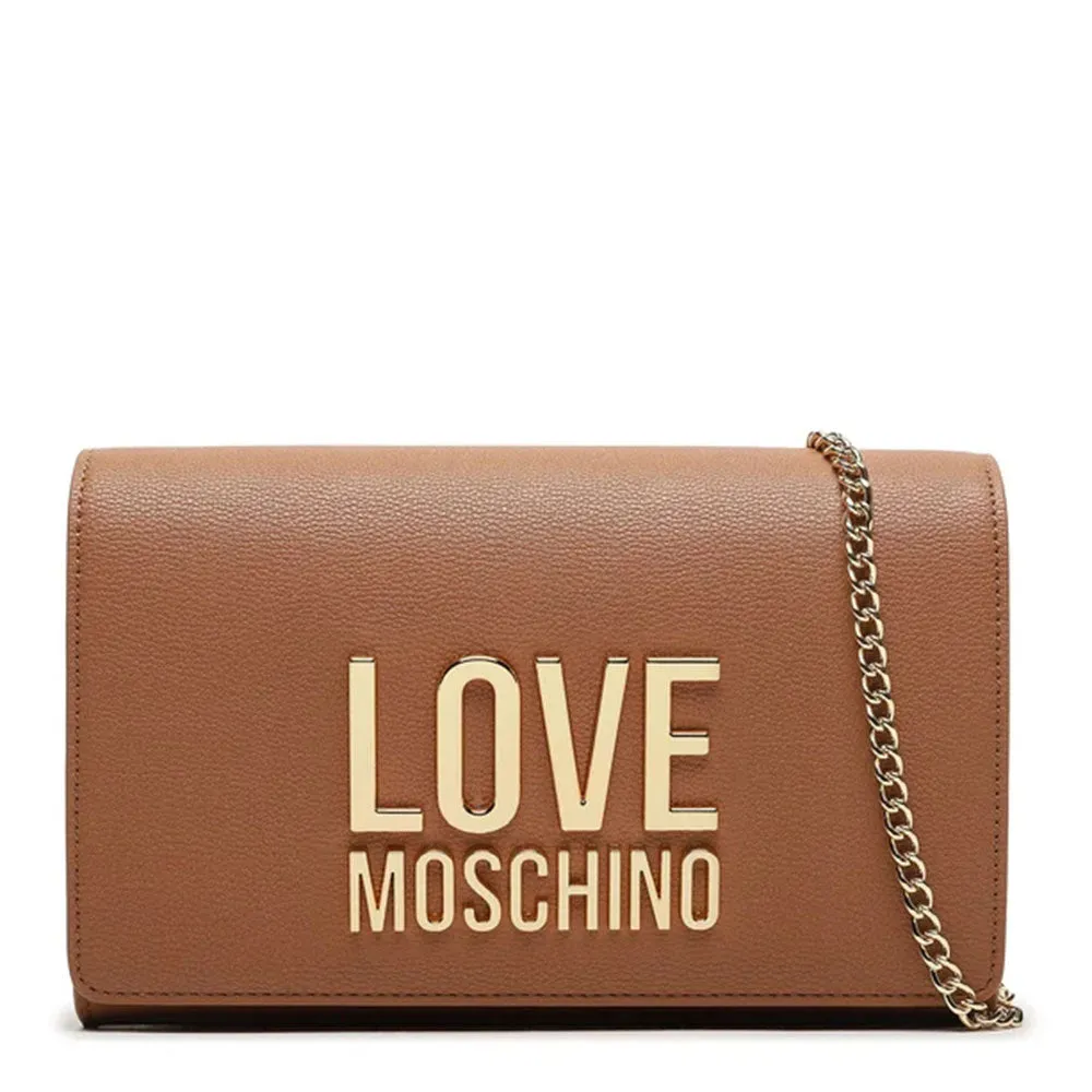 Clutch Donna con Tracolla LOVE MOSCHINO linea Gold Metal Logo color Cammello