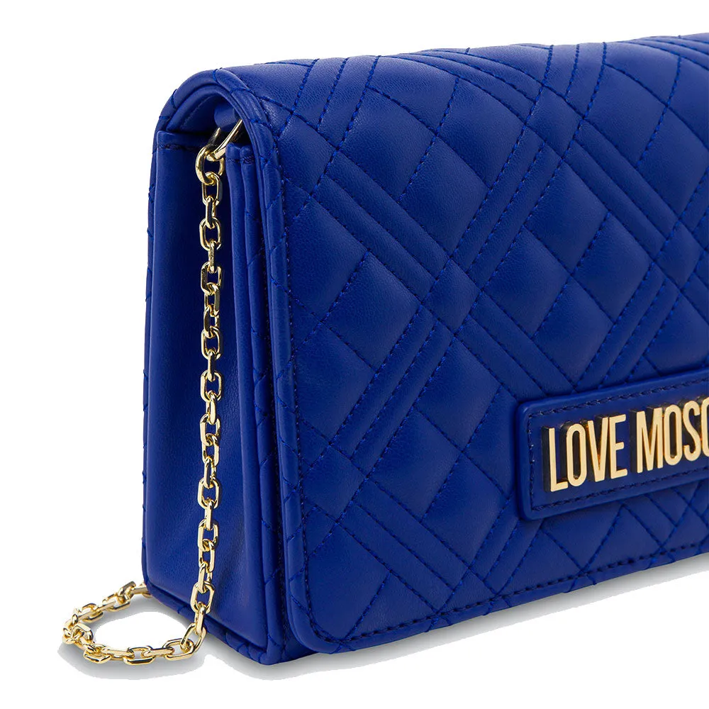 Clutch Donna con Tracolla LOVE MOSCHINO linea Shiny Quilted Blu Elettrico