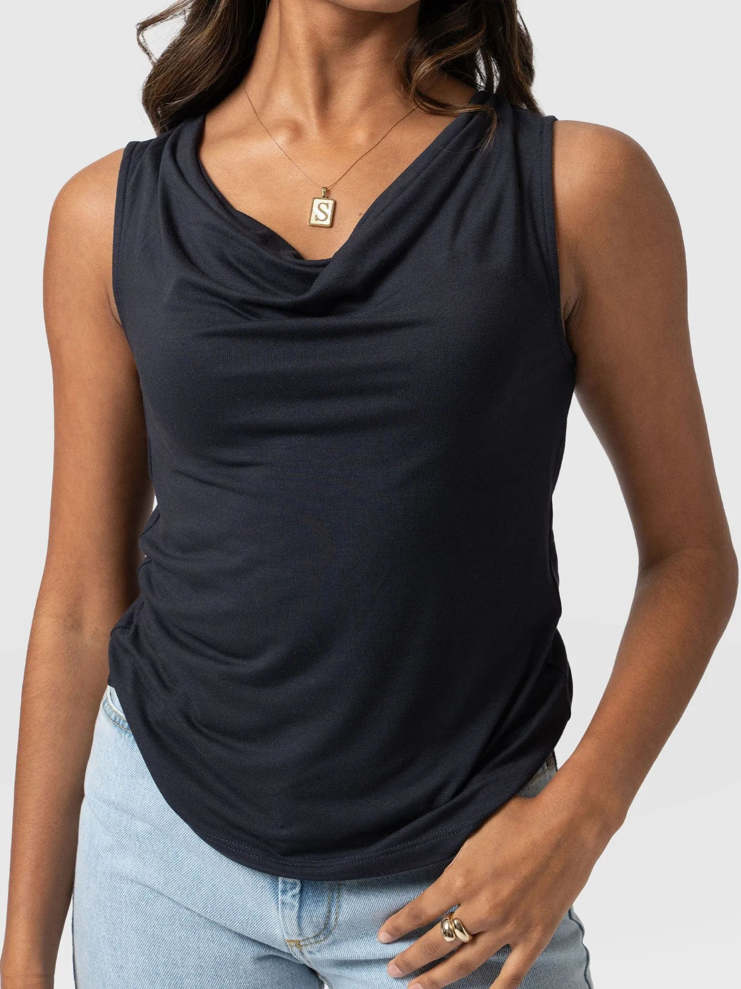 Cowl Neck Cami - Navy