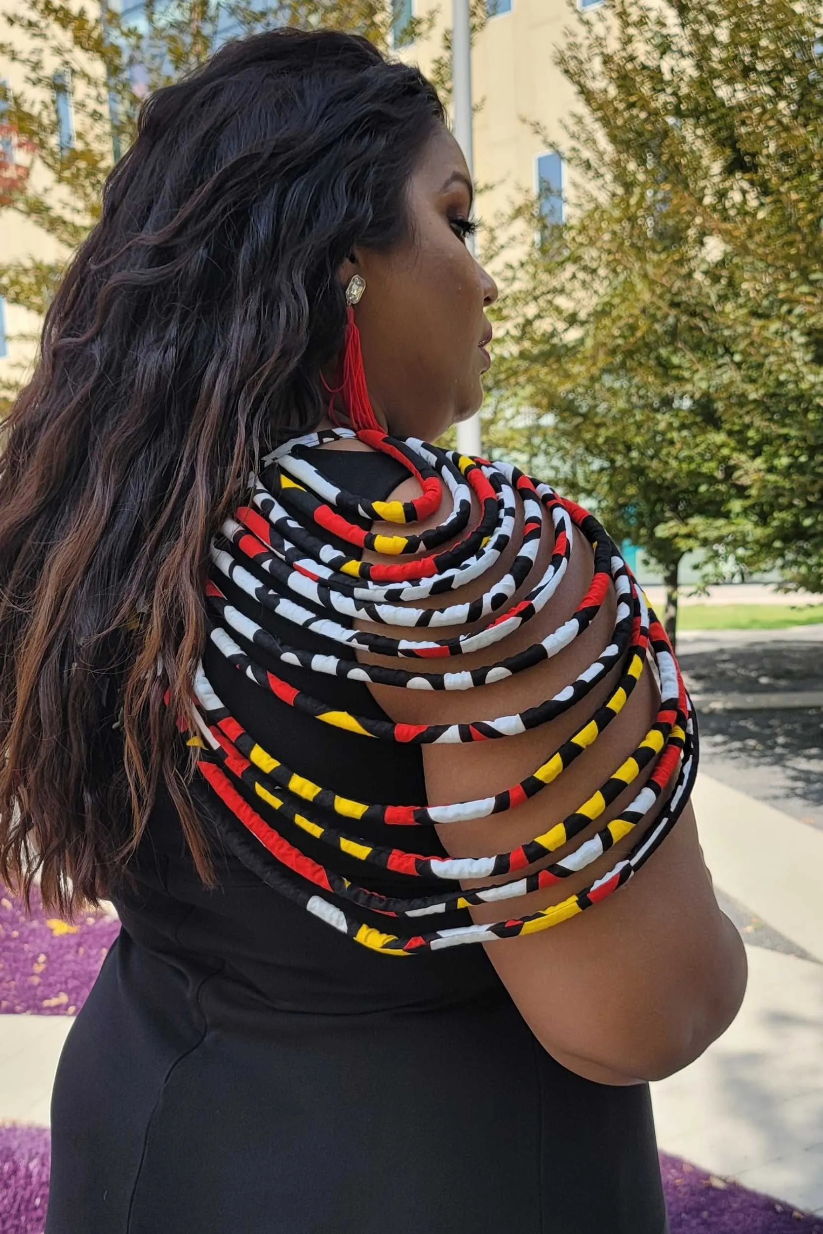 DIARA LAYERED AFRICAN STATEMENT CAPE NECKLACE