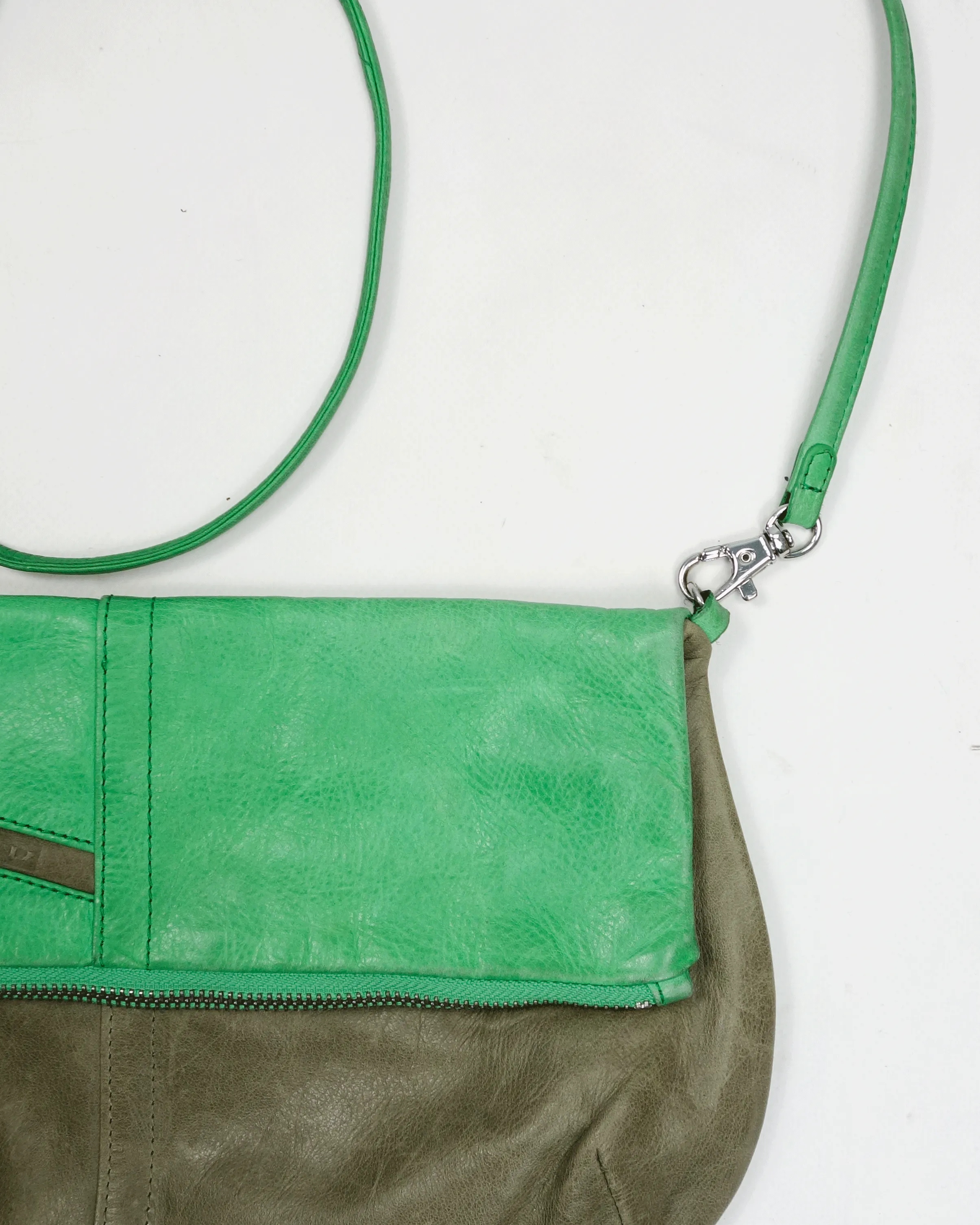 Diesel 2-Tone Green Leather Shoulder Bag 2000's