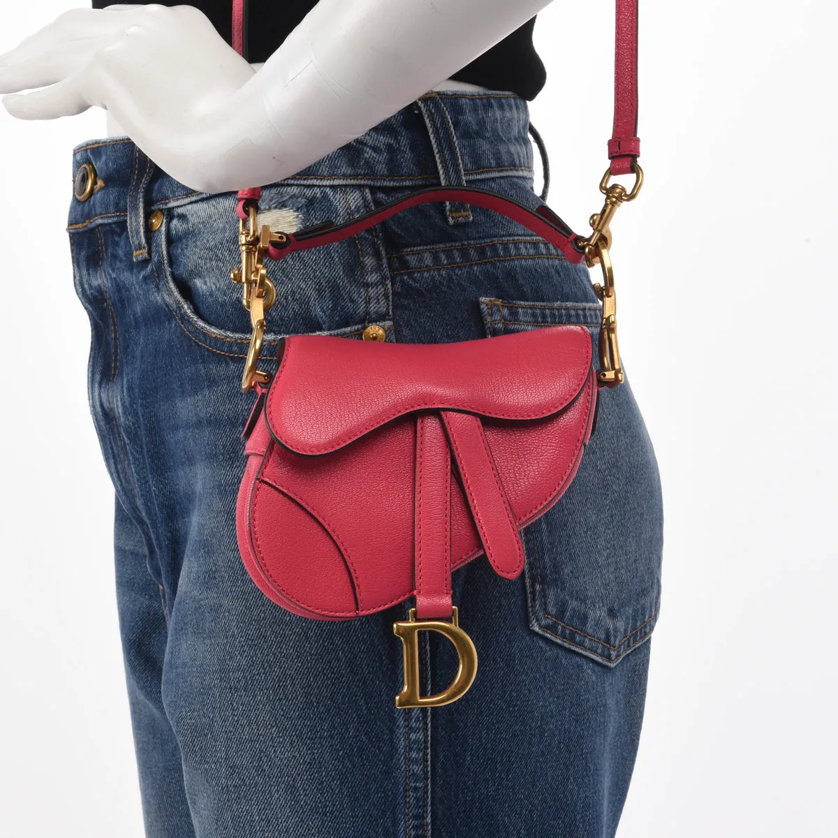 Dior Fuchsia Goatskin Micro Saddle Bag