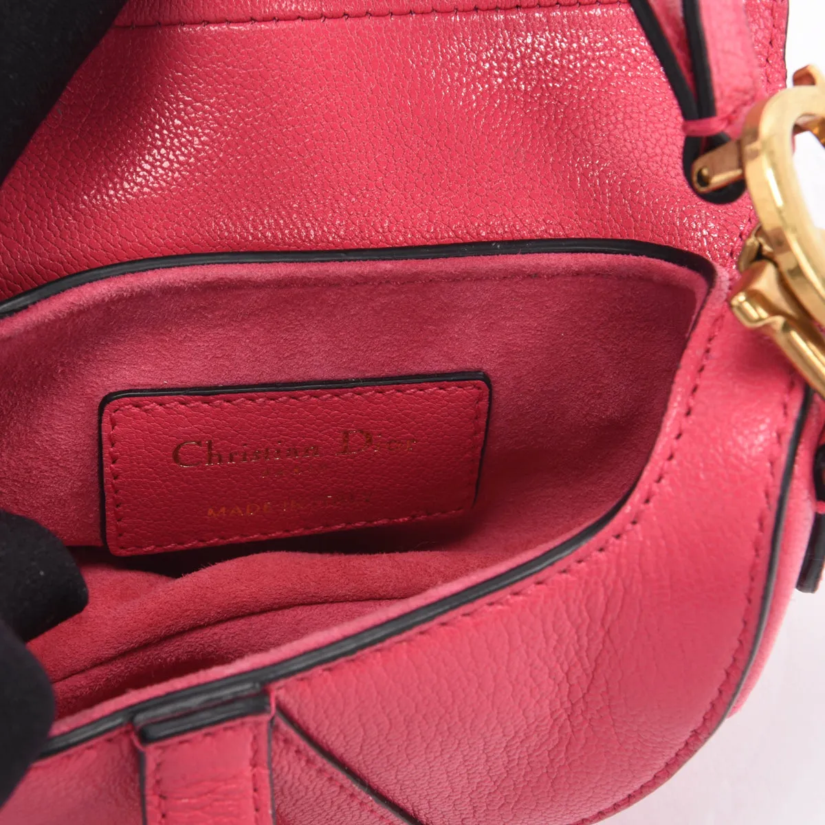 Dior Fuchsia Goatskin Micro Saddle Bag