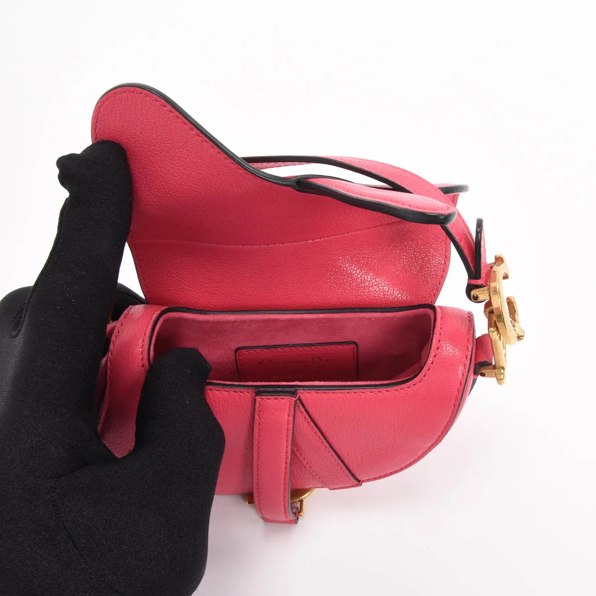 Dior Fuchsia Goatskin Micro Saddle Bag