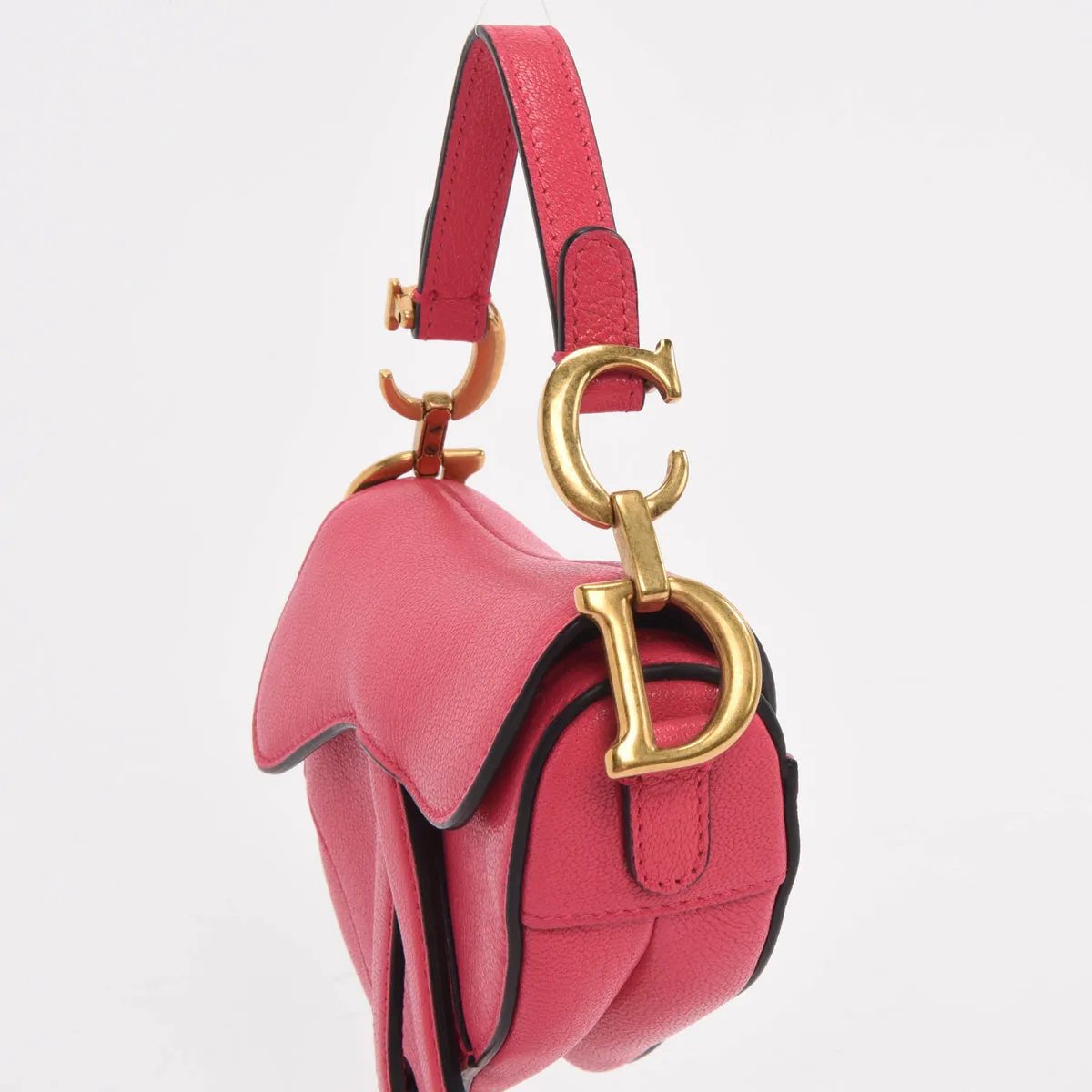 Dior Fuchsia Goatskin Micro Saddle Bag