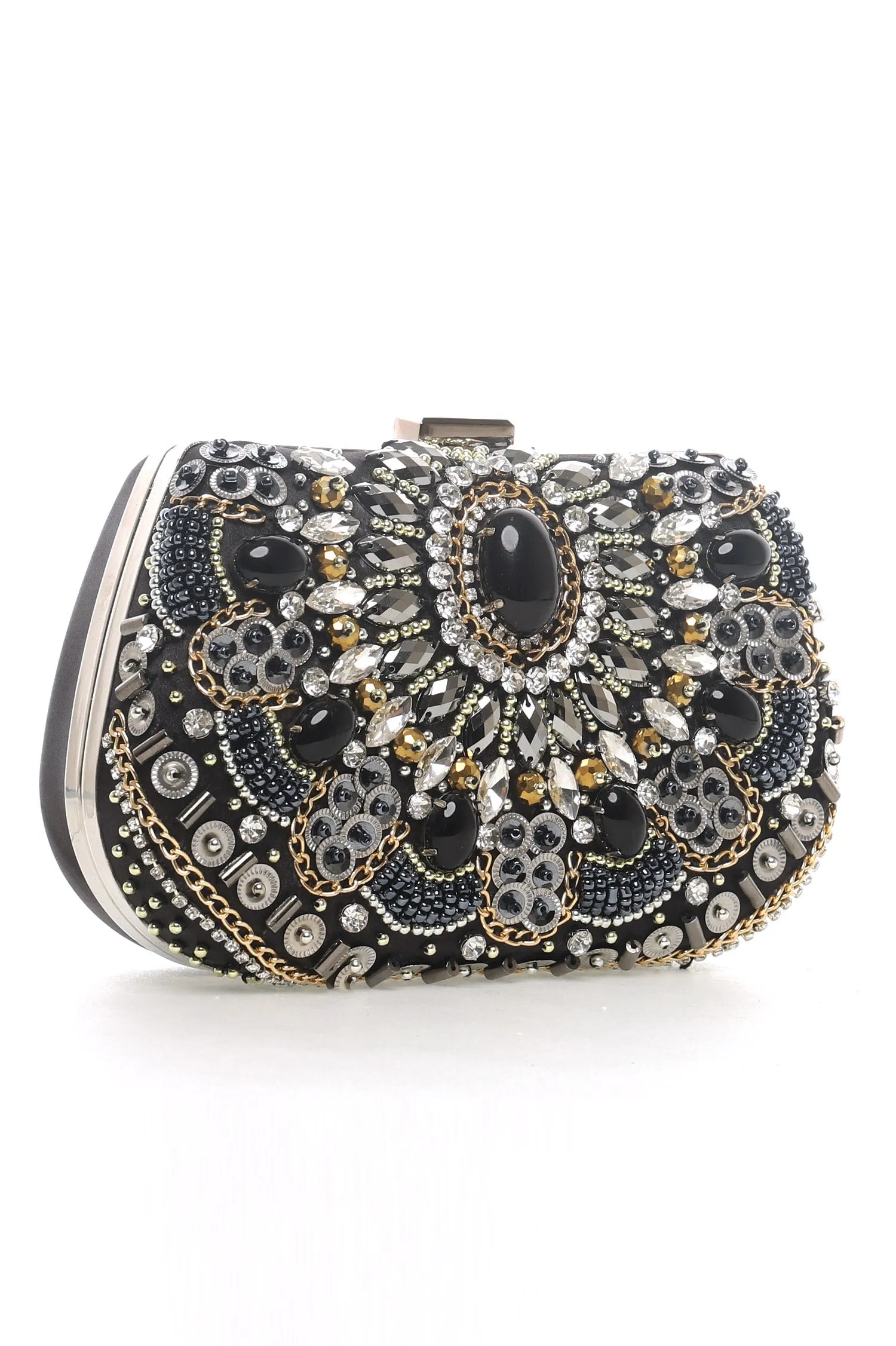 EMBELLISHED CLUTCH-BLACK