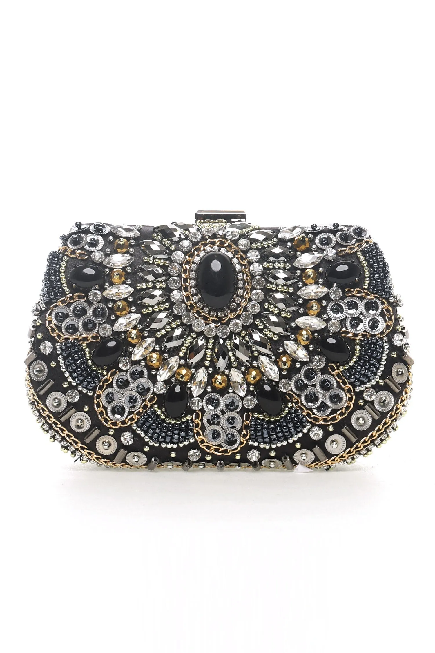 EMBELLISHED CLUTCH-BLACK