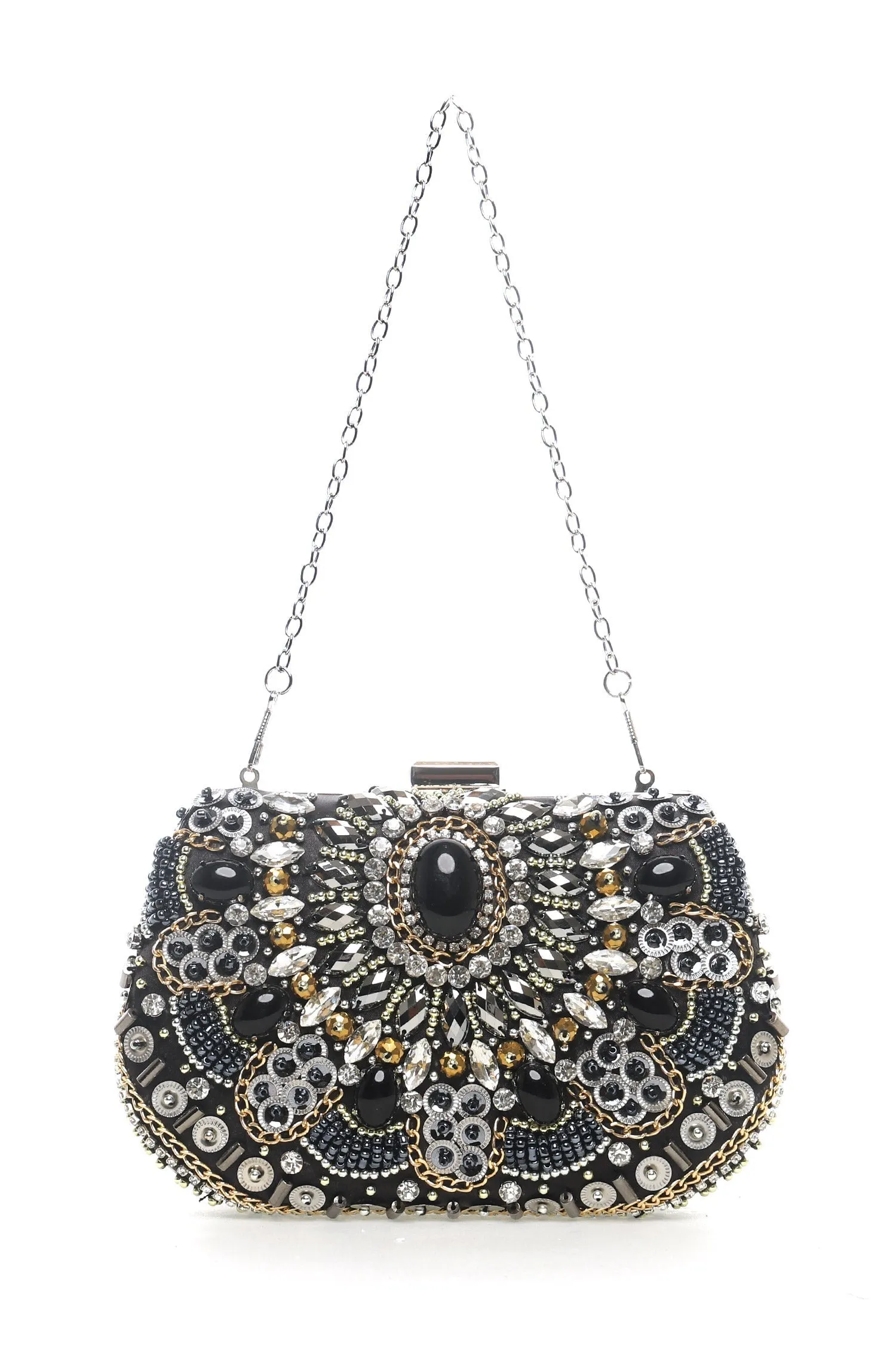 EMBELLISHED CLUTCH-BLACK