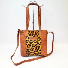 Gia leather tan/leopard tote bag