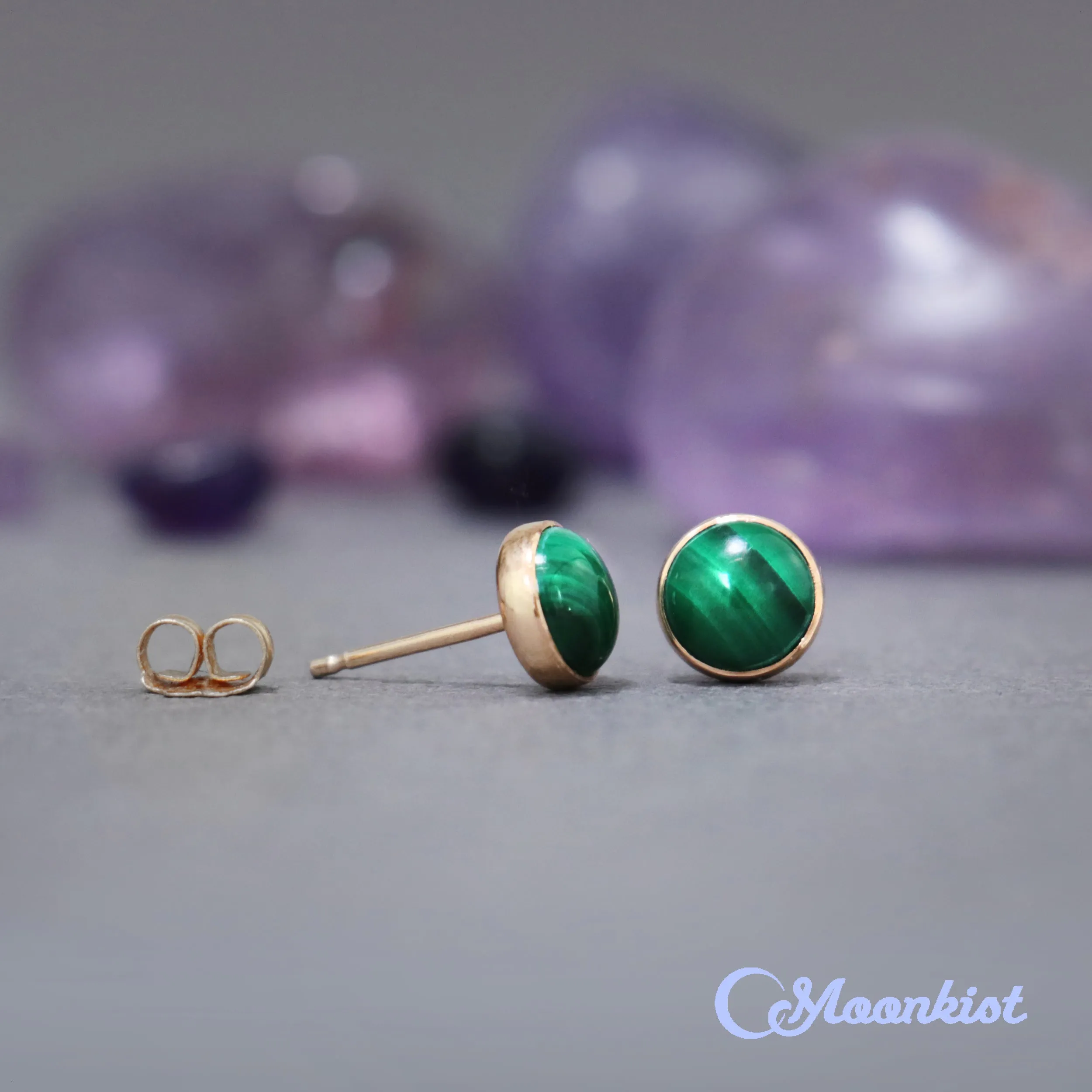 Gold Filled Malachite Stud Earrings  | Moonkist Designs