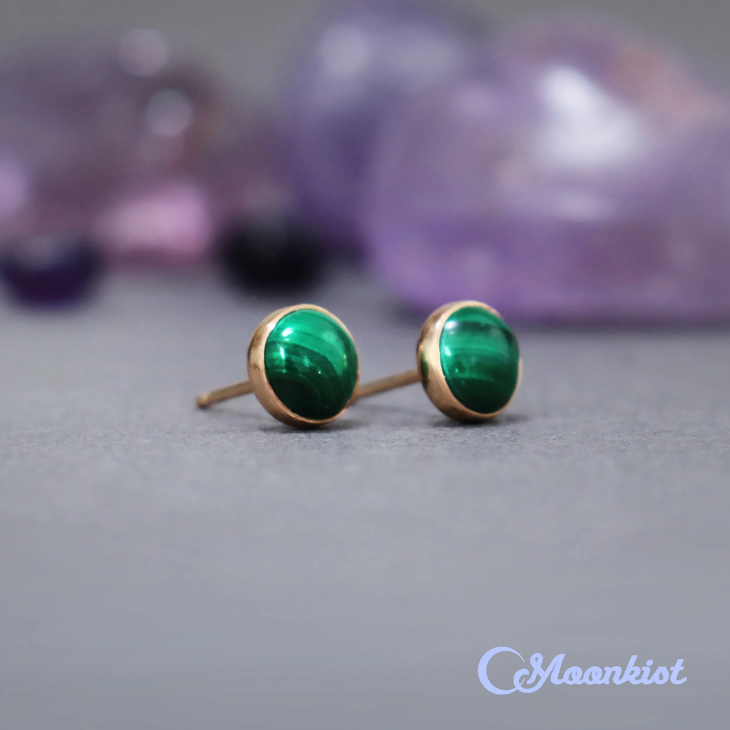 Gold Filled Malachite Stud Earrings  | Moonkist Designs